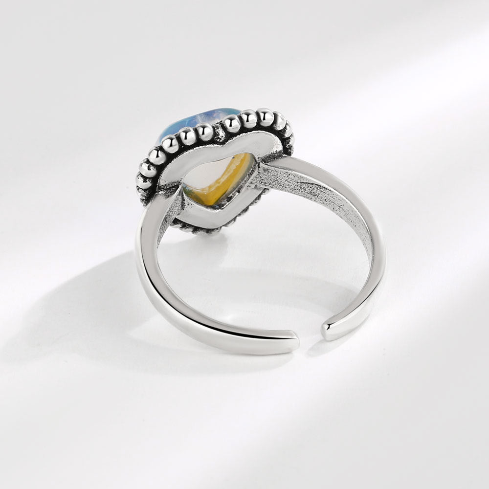 Offene Retro-Ringe aus weißem Moonlight Love-Metall