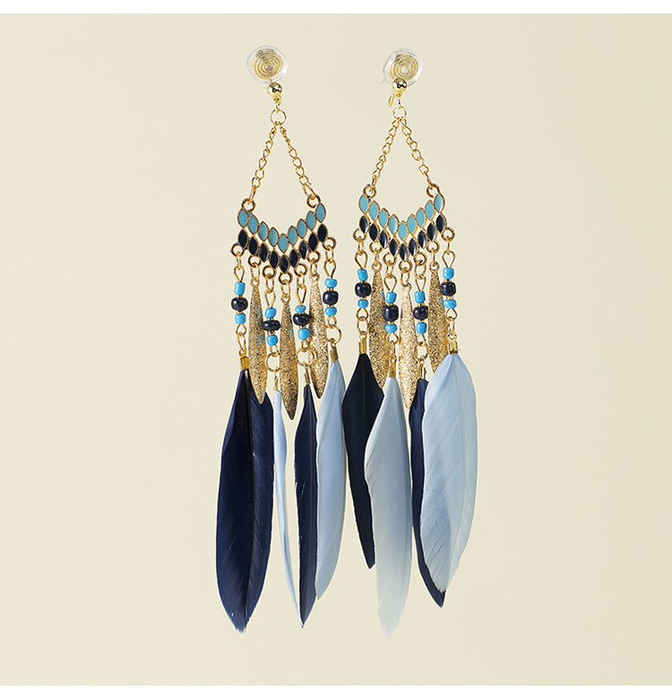 Feather Ethnic Style Bohemian Travel Vacation High Sense Exotic Mosquito Ear Clip