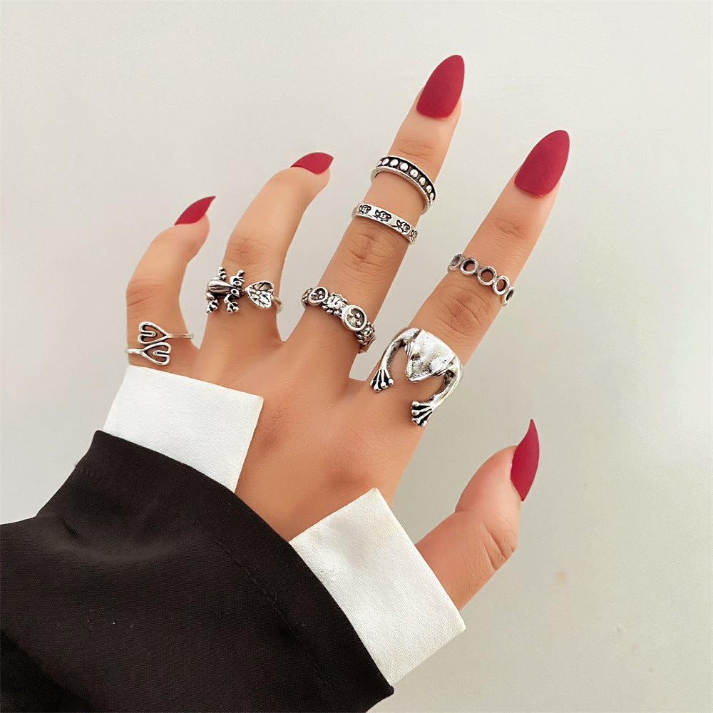 Jewelry Knuckle Retro Exaggerated Gem Combination Rings