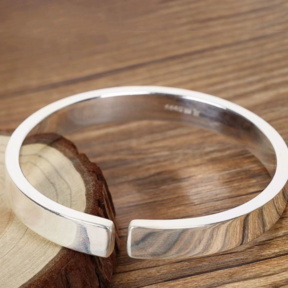 Men's Copper Sier-plated Ladies Sier Glossy Brushed Snowflake Handmade Open Bracelet