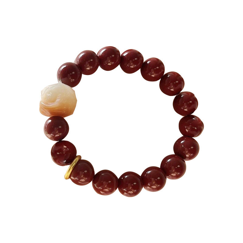 Lucky Caramel Bodhi Original Jade Colors Red Cinnabar For Bracelet