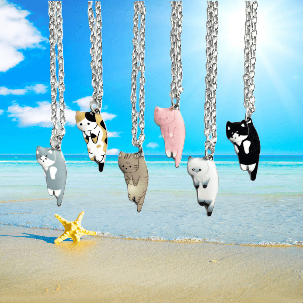 Cat Black Print Brown Siamese Kitten Necklaces