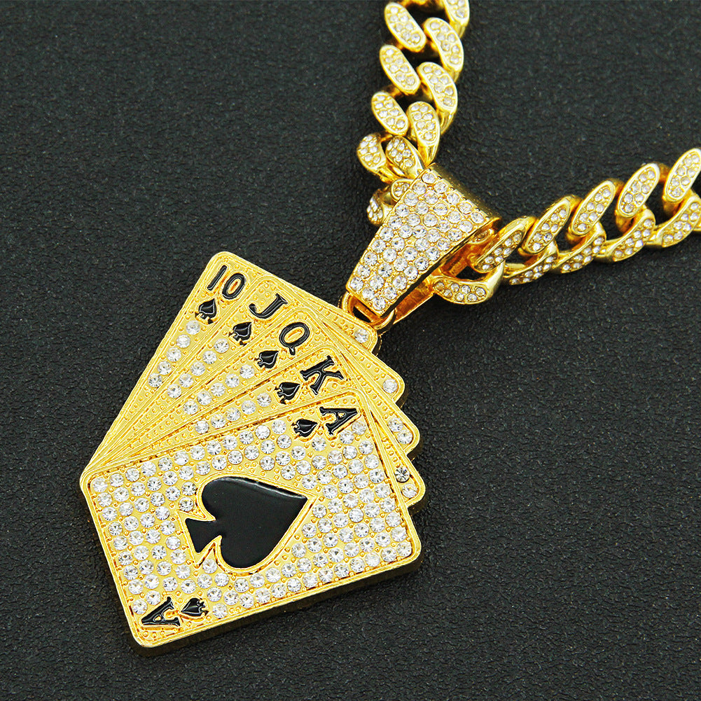 Accessoires de pendentif de poker personnalisés, colliers Hip Hop