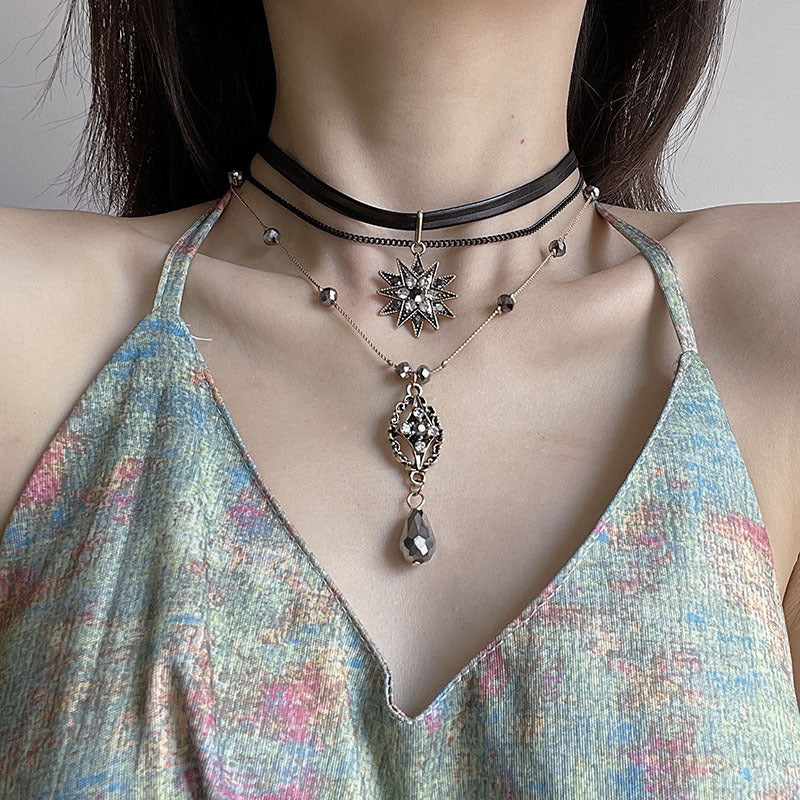 Collar Long Chain Pendant Vintage Stacked Female Clavicle Necklaces