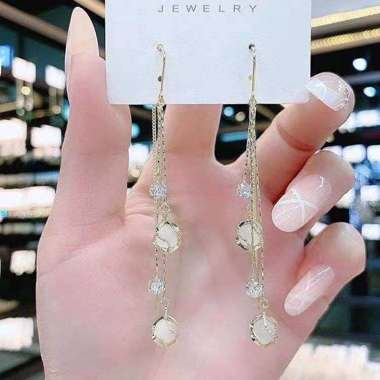 Women's Opal Eardrop Trendy High-grade Sier Needle Earrings