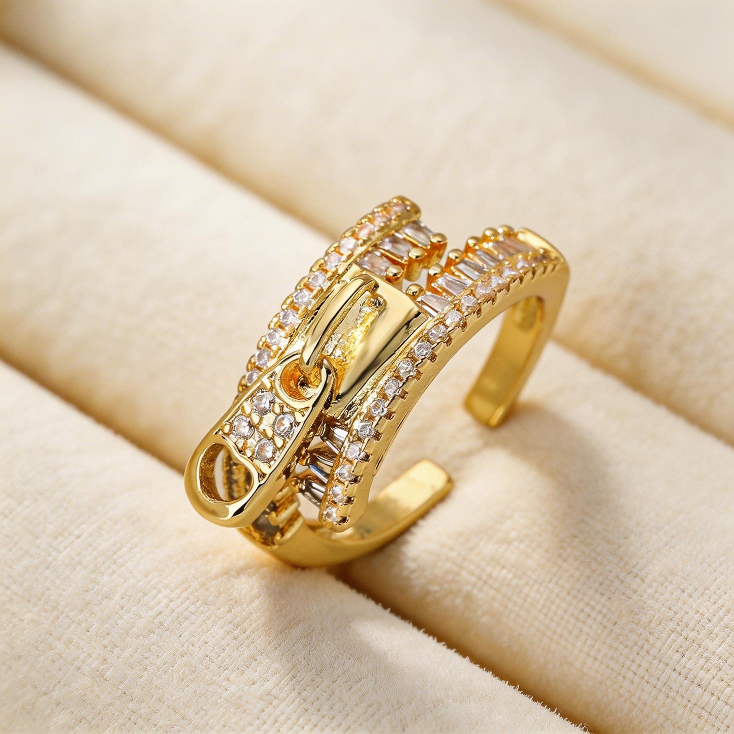 Korean Zircon Female Gold-plated Stylish Opening Niche Ring