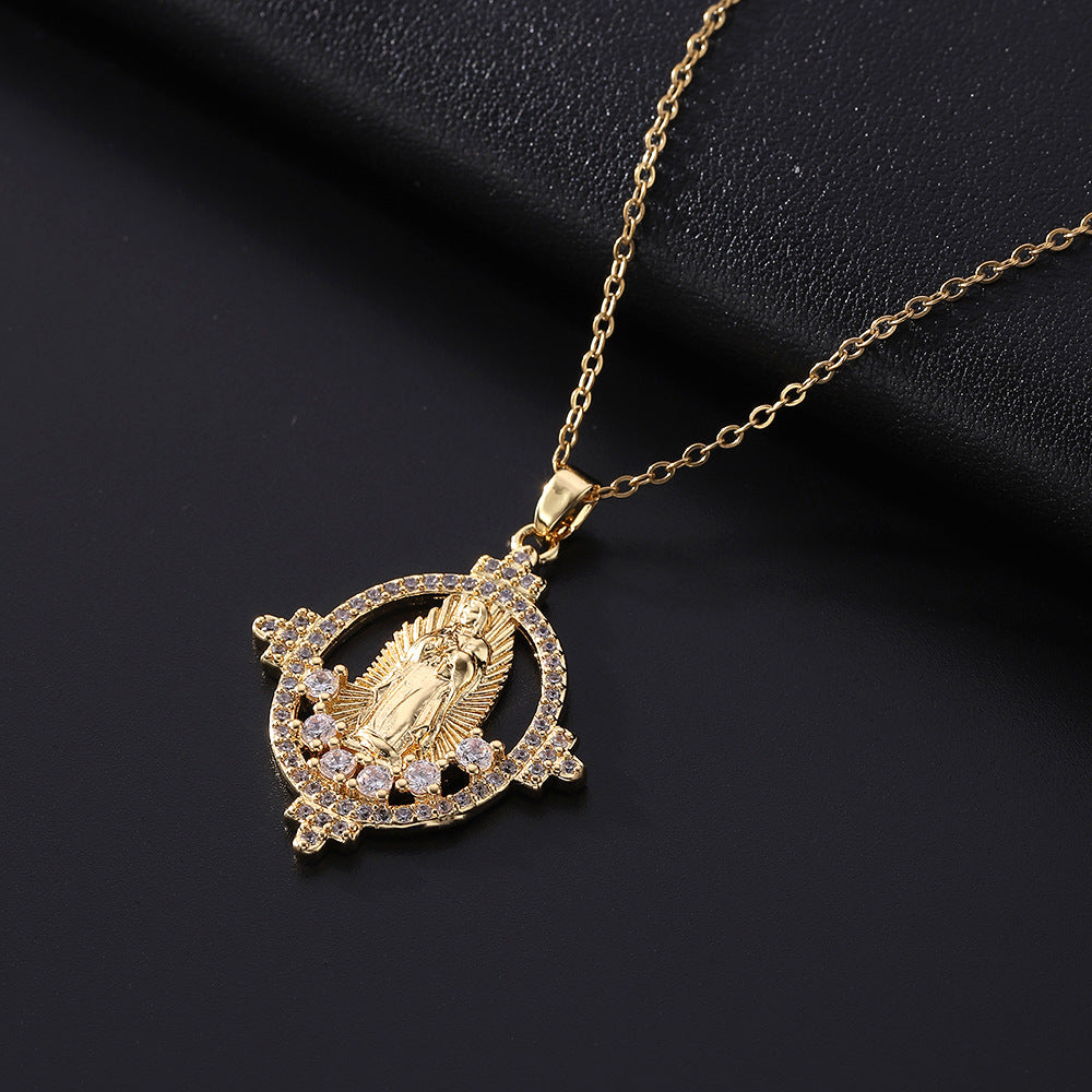 Ornament Vintage Virgin Mary Micro Pendant Necklaces