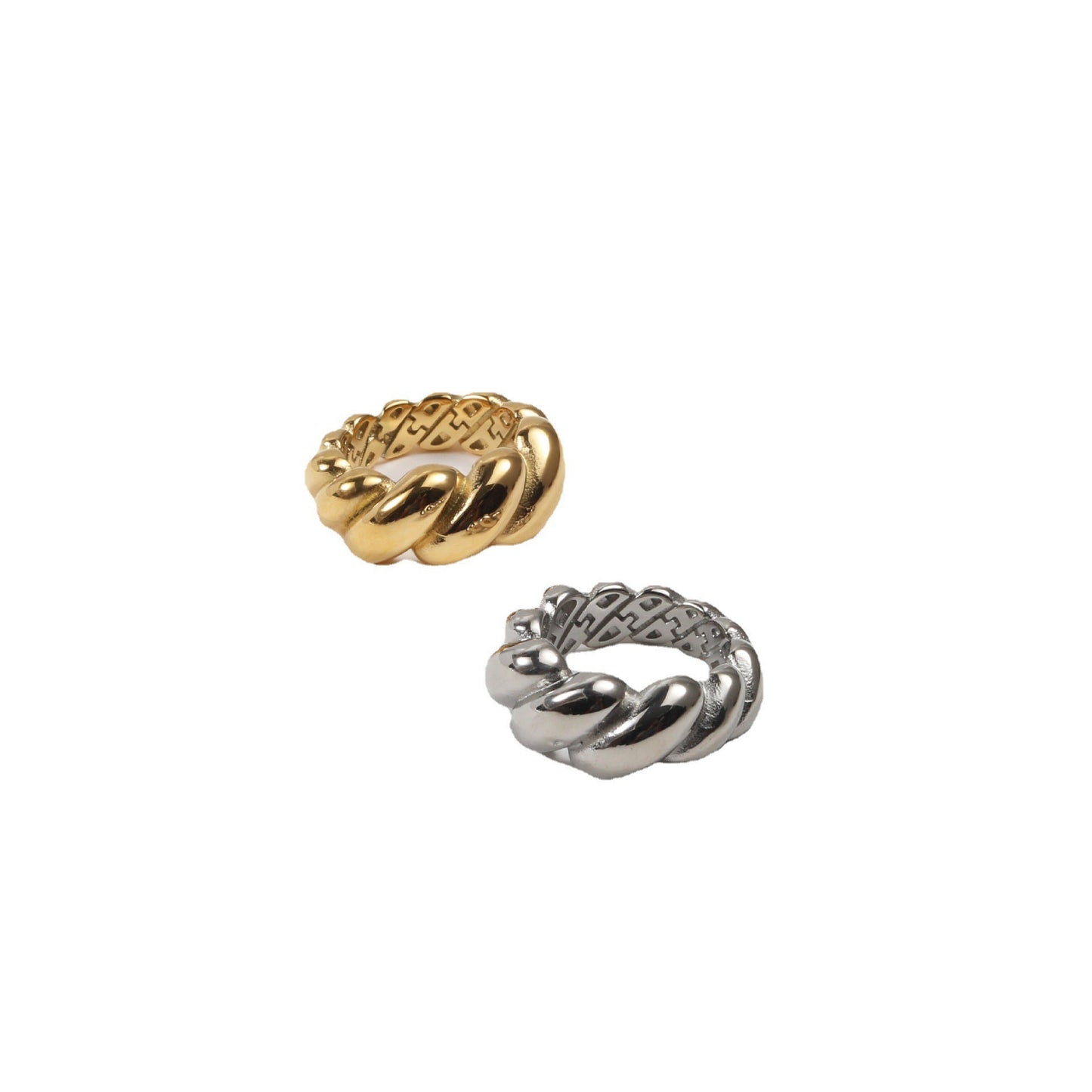 Correct Version Cold Twist Designer Design Tide Titanium Steel Gold Ring