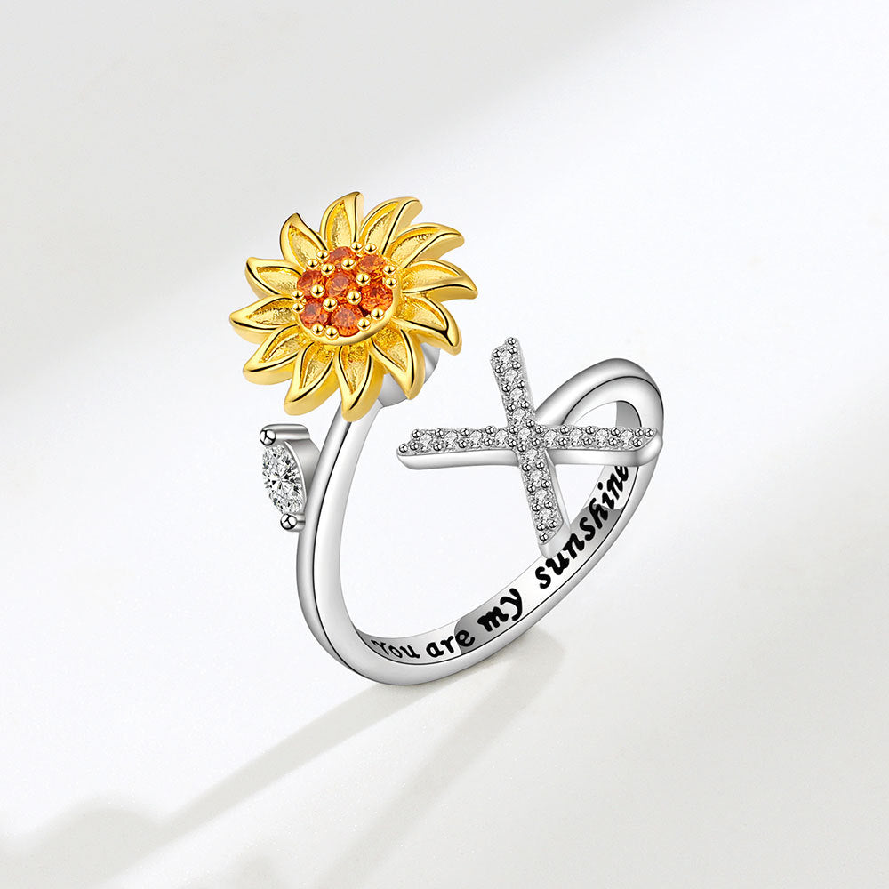Sunflower Spinning Adjustable Letter Rotating Decompression Rings