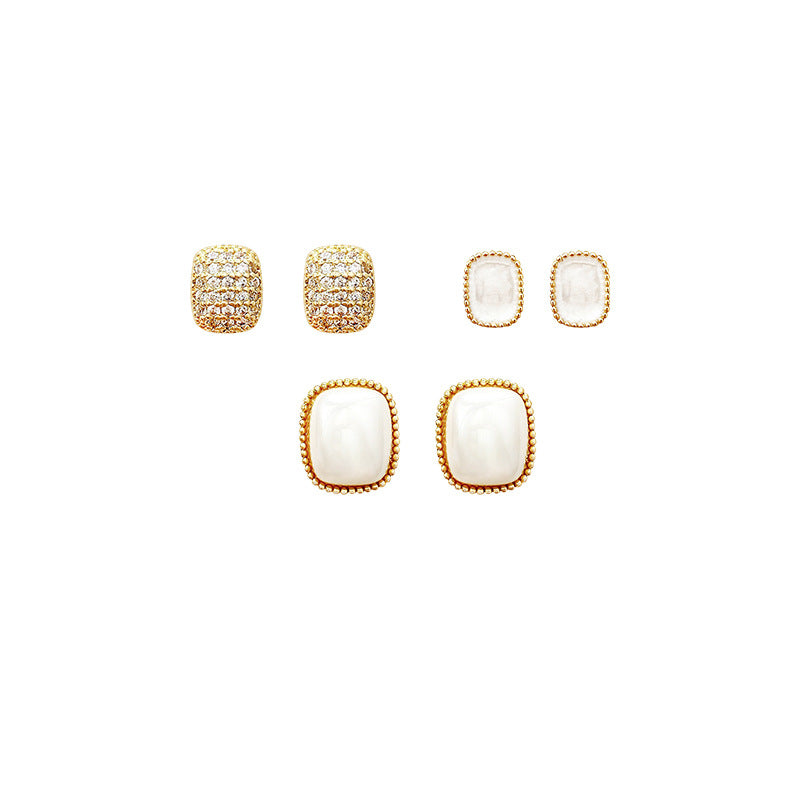 Damen-Ohrringe mit Diamant-Imitationsperle, trendig, schlicht, zart, Temperament