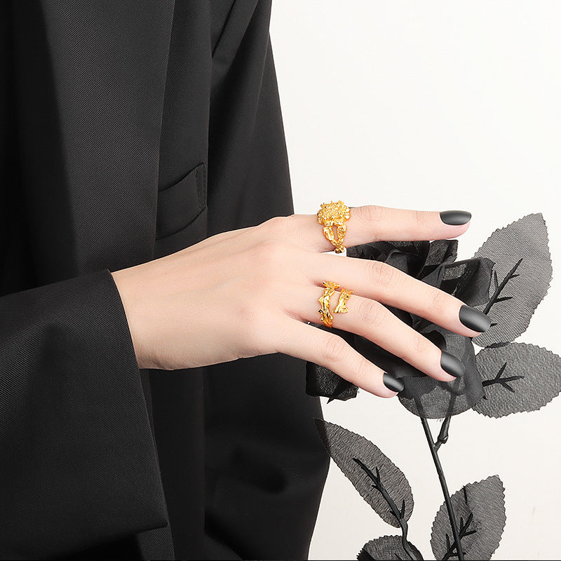 Niche Irregular Texture Female Cold Switchable Index Rings