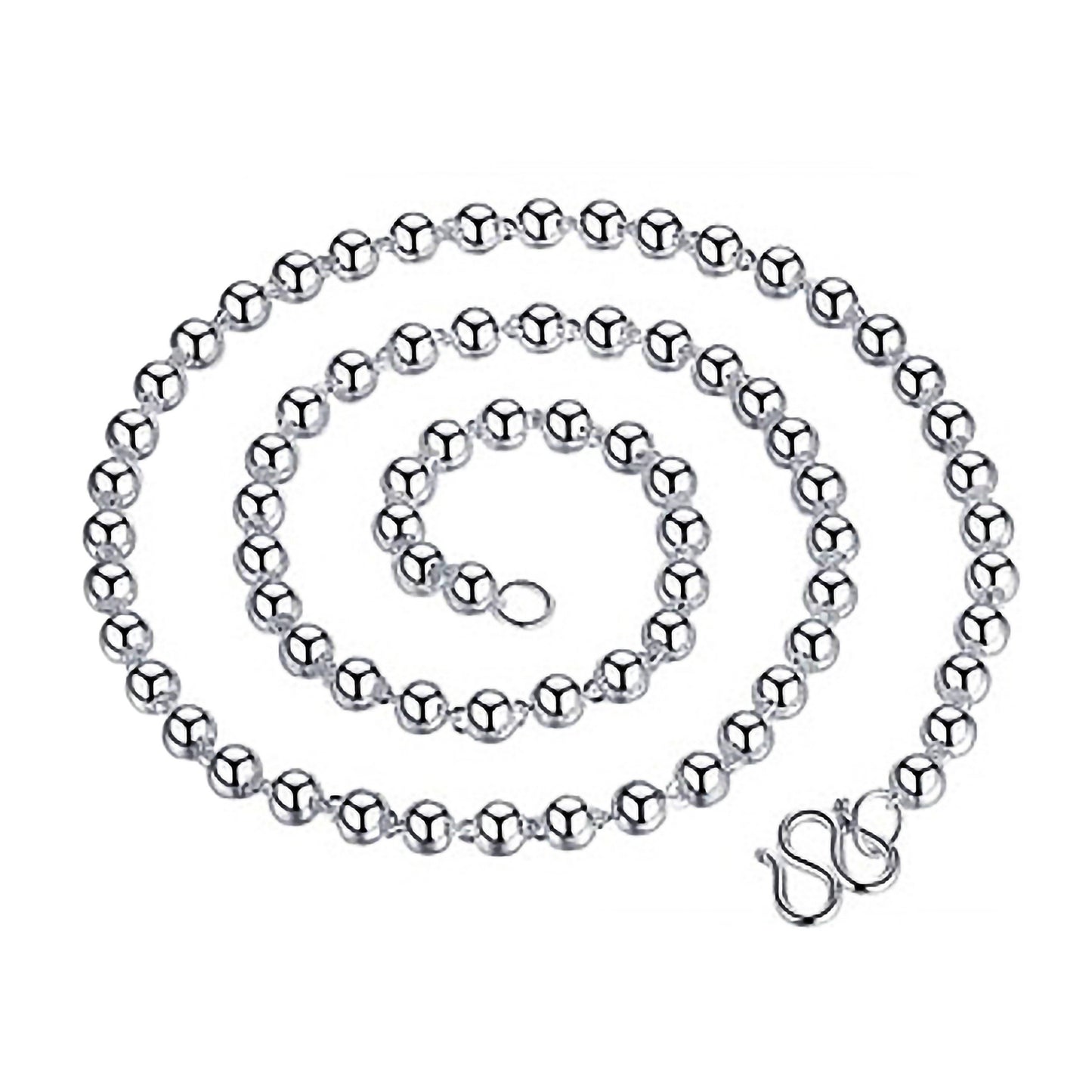 Men's Korean Style Sier Plated Classic Buddha Beaded Glossy Hollow Necklaces