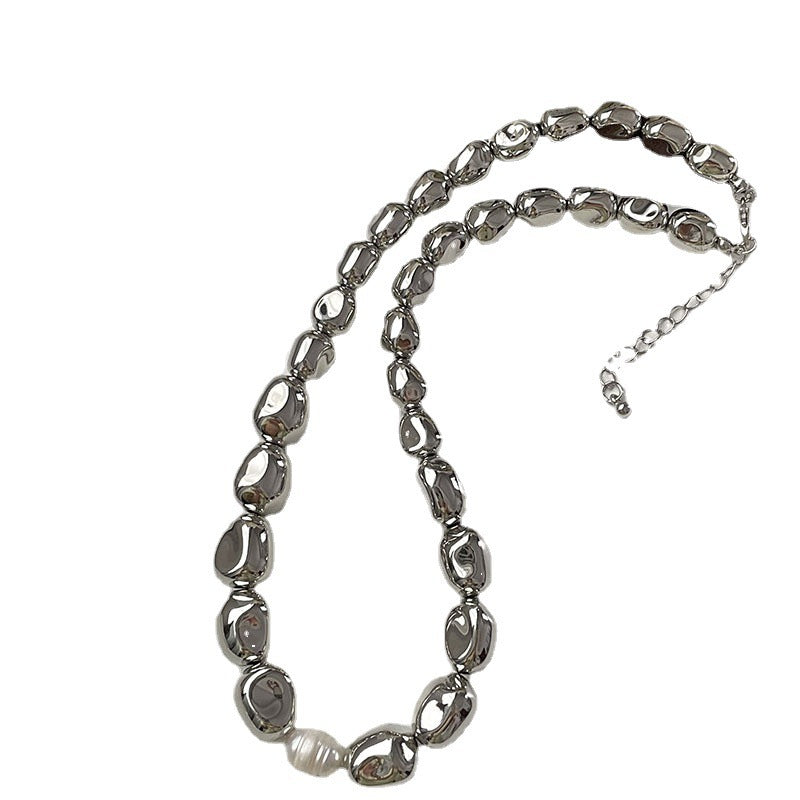Colliers de perles irréguliers spéciaux en argent de mode de personnalité à la mode