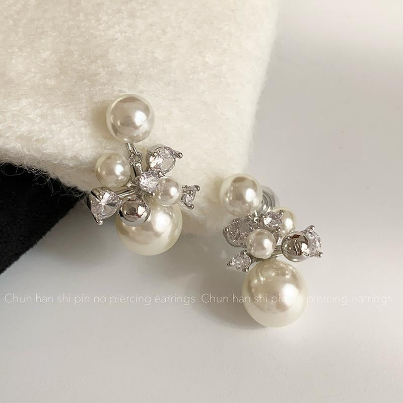Women's French Entry Lux Zircon Pearl Fireworks Elegant High Sense Mosquito Ear Clip