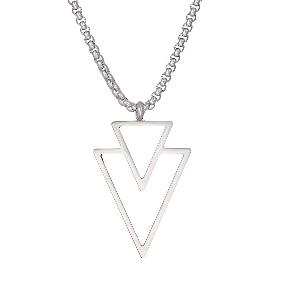 Colliers froids personnalisés géométriques en acier inoxydable avec pendentif triangulaire pour hommes
