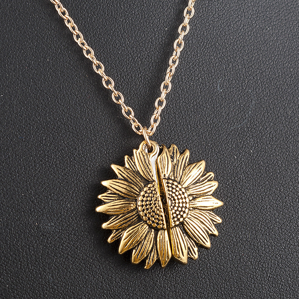 Double Layer Inscription Alloy Flower Short Necklaces