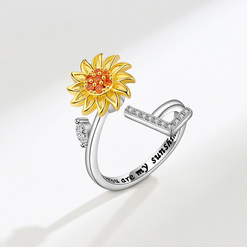 Sunflower Spinning Adjustable Letter Rotating Decompression Rings