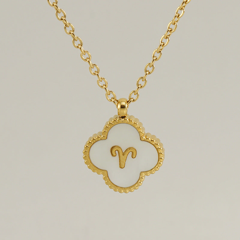 Colliers inoxydables de Constellation de coquille de trèfle en acier titane