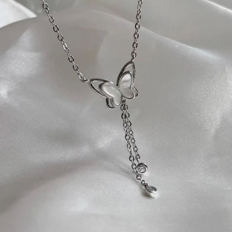 Women's Titanium Steel Tassel Butterfly High-grade Cold Necklaces