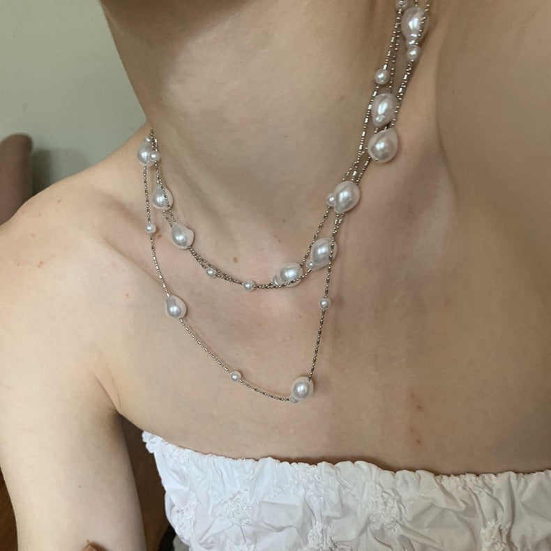 Colliers de luxe légers rétro baroques avec perles de clavicule de haute qualité