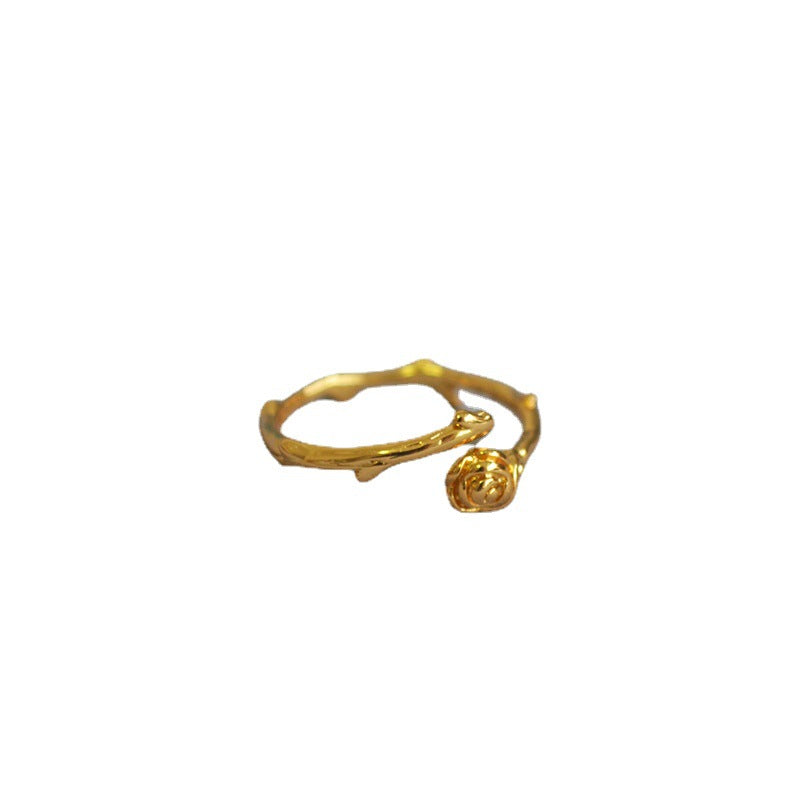 Fashionmonger Personalized Delicate Thorns Rose Flower Brass Gold-plated Rings