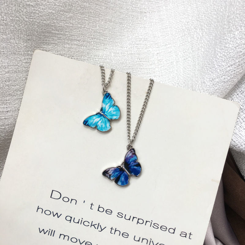 Colliers à pendentif papillon goutte à goutte d'huile fantaisie colorée pour femmes