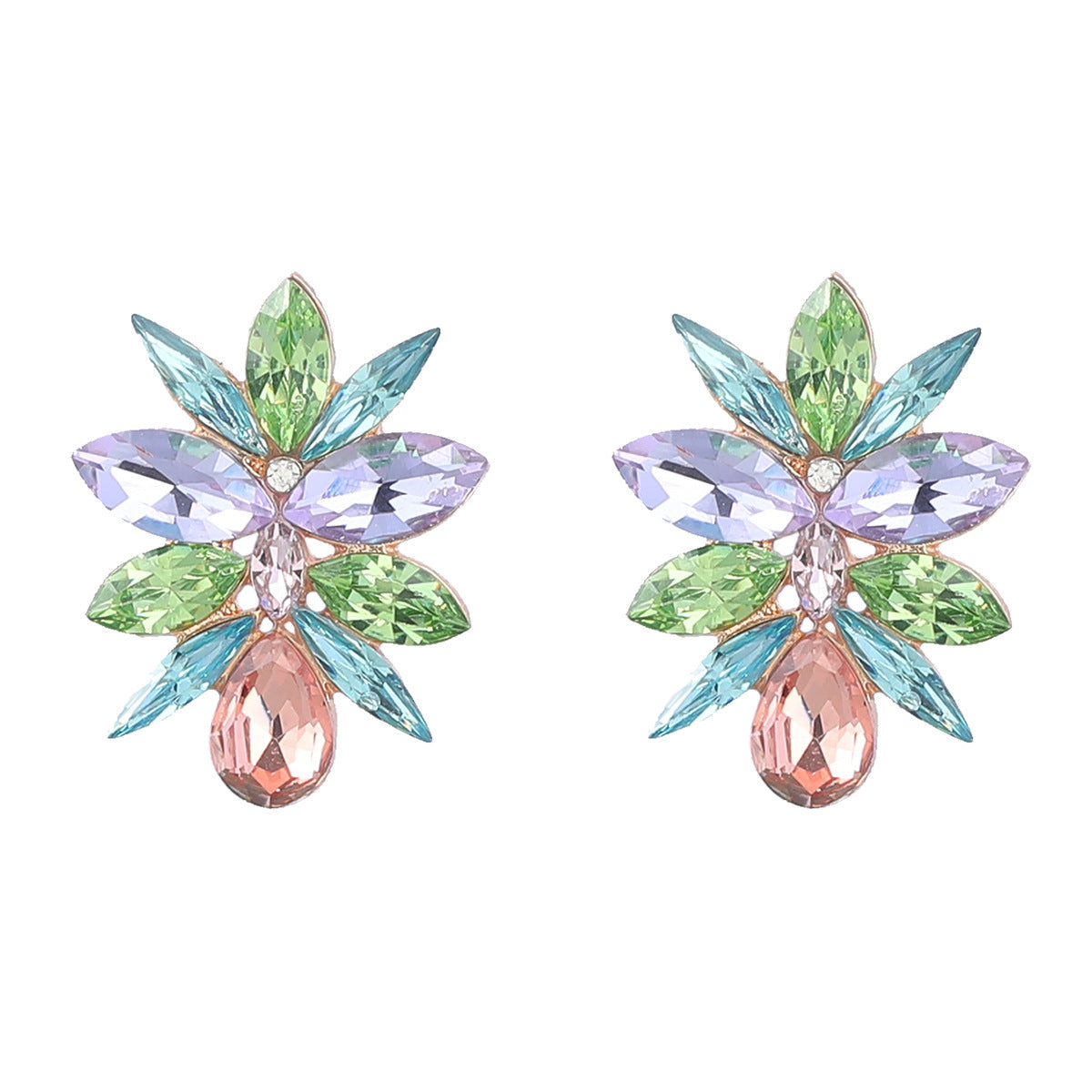 Stylish Colored Diamond Series Alloy Flower Earrings
