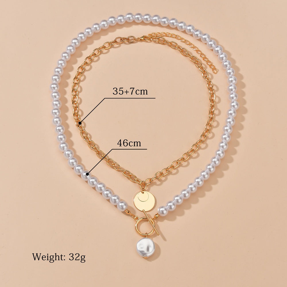 Imitation Pearl Vintage Stylish Round Iron Necklaces
