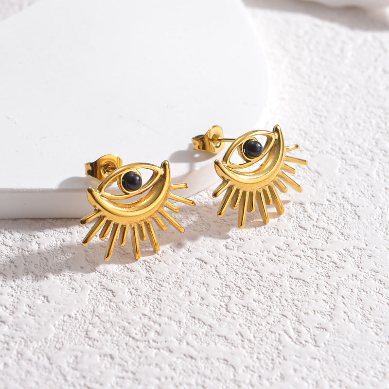 Boucles d'oreilles maléfiques simples en acier inoxydable rétro français