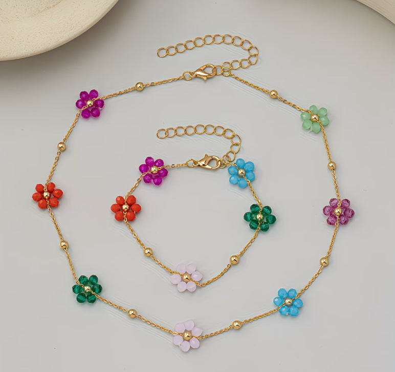 Women's Design Stainless Steel Gold-plated Handmade Colored Necklaces