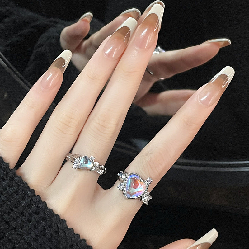 Inlaid Colorful Crystals Design Light Luxury Rings