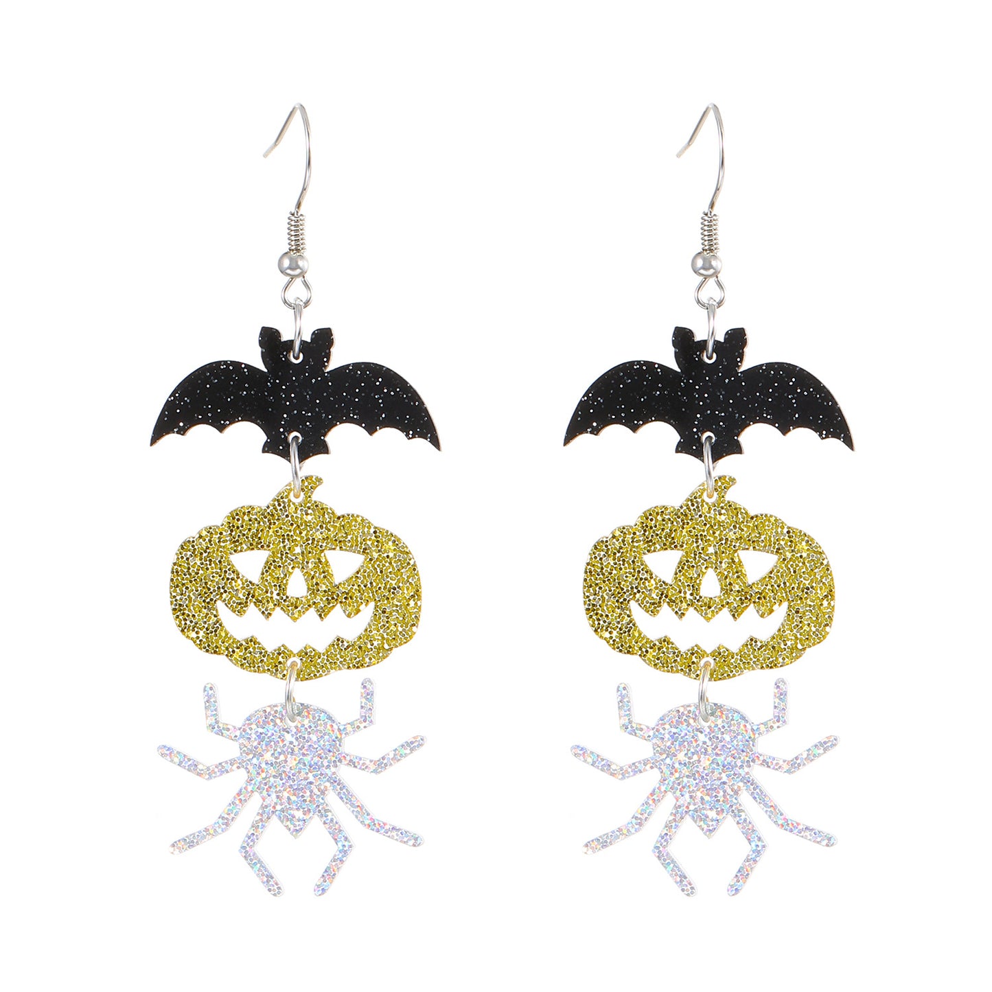 Female Gothic Dark Bat Spider Pumpkin Earrings