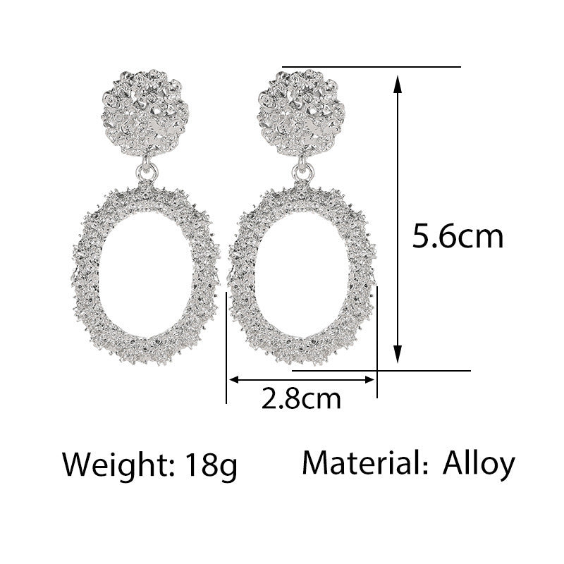 Profile Generous Frosted Hipster Geometric Creative Personality Relief Trapezoidal Long Stud Earrings