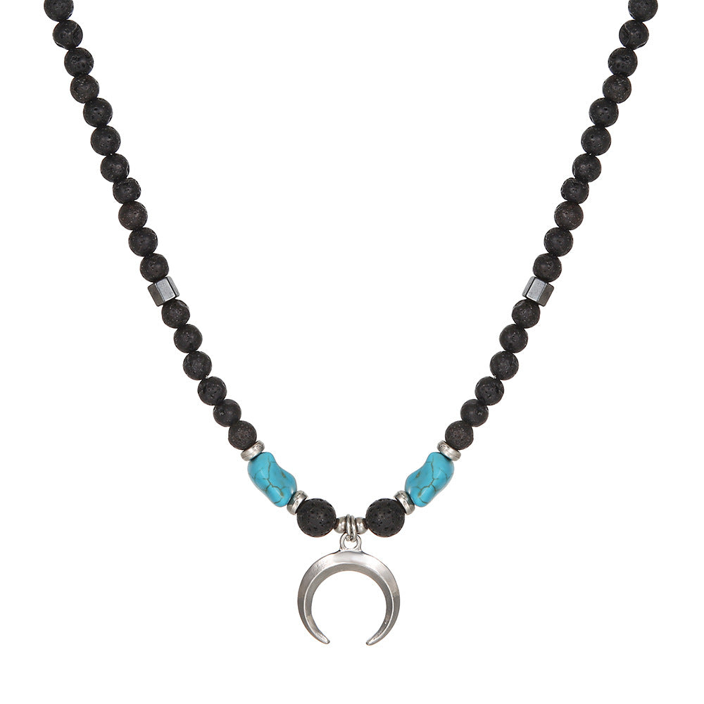 Men's Beaded Volcanic Rock Tigereye Coconut Shell Necklaces
