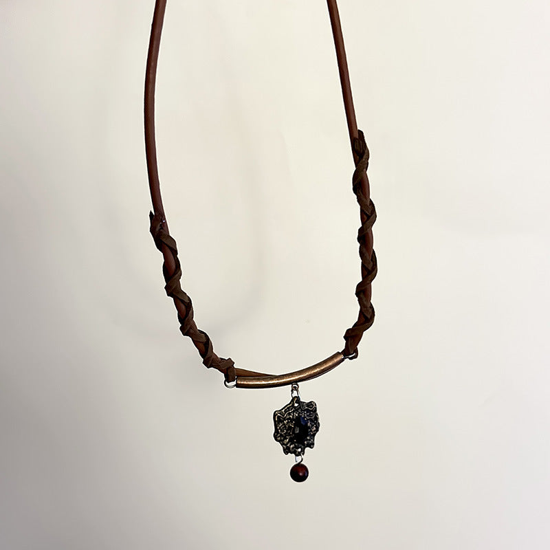 Chaîne de clavicule perlée en œil de tigre naturel, colliers anciens féminins