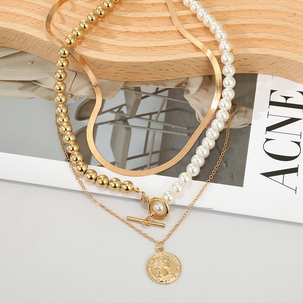 Ornament Simple Delicate Pearl Round Gem Necklaces