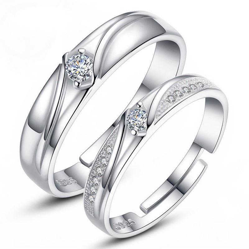 Zircon Couple Light Luxury Korean Style Stylish Rings