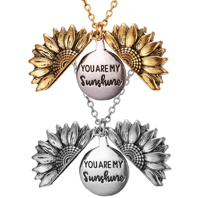 Double Layer Inscription Alloy Flower Short Necklaces
