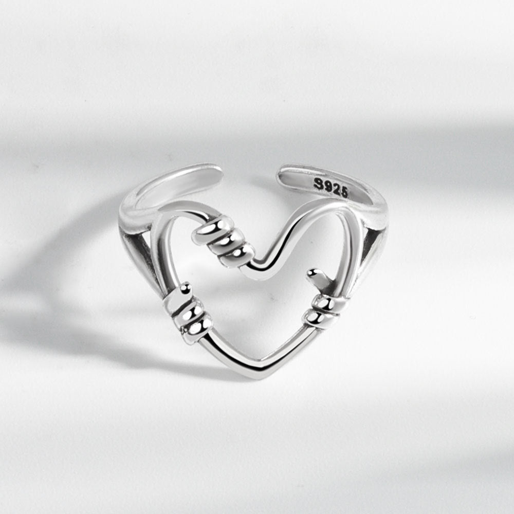 Heart-shaped Cold Wind Thai Sier Mix Rings