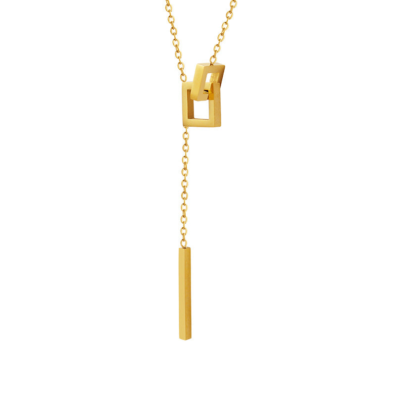 Square Long Tassel Clavicle Chain Cold Style Necklace