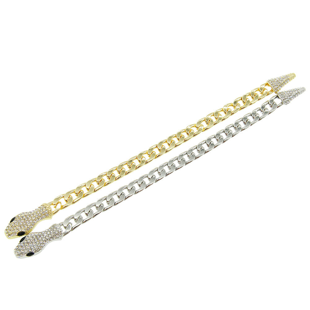 Colliers magnétiques courts à tête de serpent entièrement diamantés