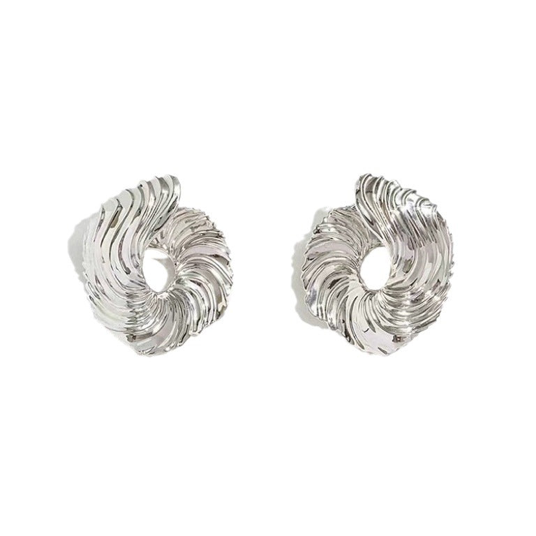 Simple Modeling Texture Exaggerated Irregular Round Niche Earrings