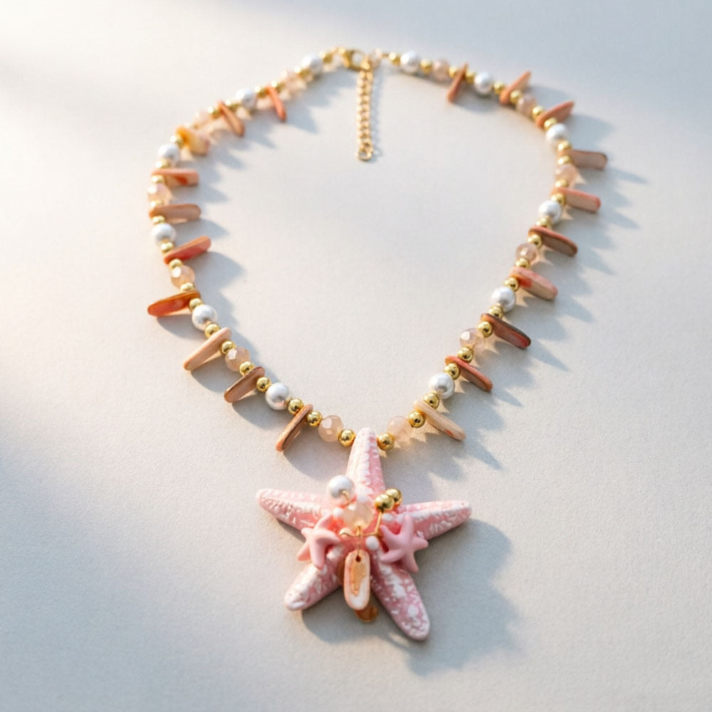 Women's Vacation Style Colorful Starfish Beaded Fashion Personalized Necklace