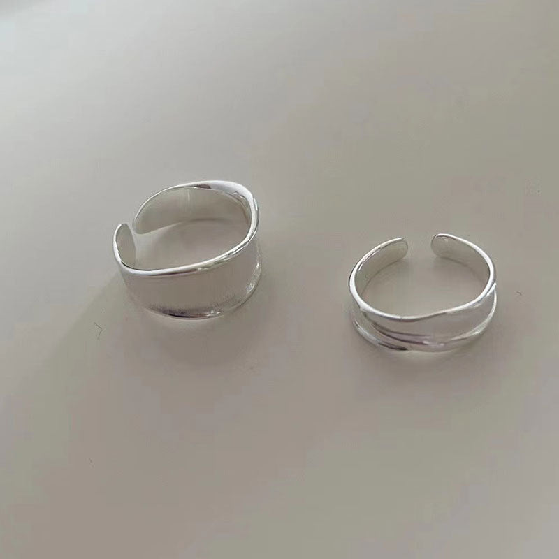 Entire Sterling Sier Bright Matte Glossy Open Rings