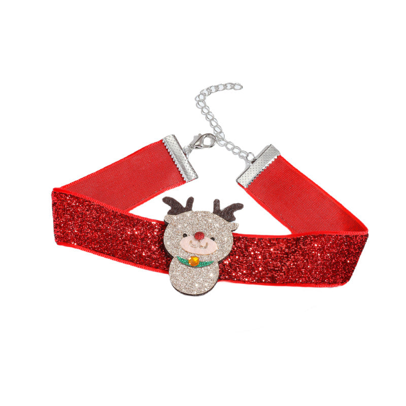 And Cute Santa Claus Elk Bow Necklaces