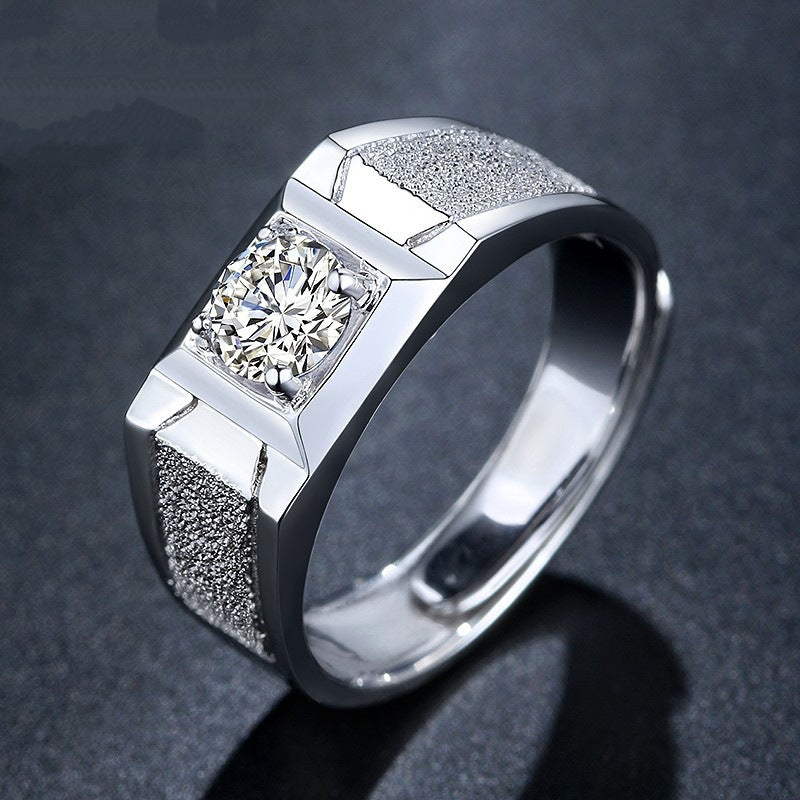 Men's Domineering Frosted Opening Artificial Diamond Ornament Rings