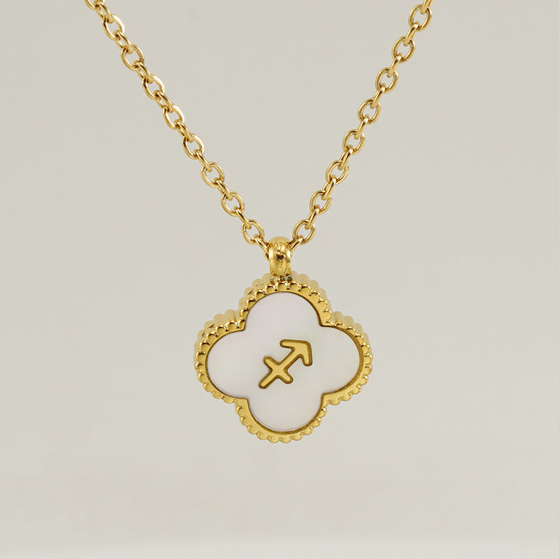 Colliers inoxydables de Constellation de coquille de trèfle en acier titane