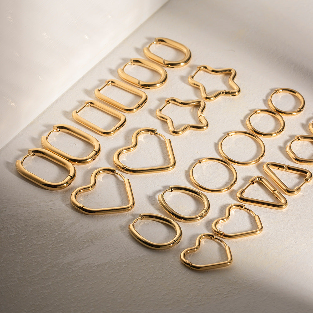 Women's Style Elegant Titanium Steel Stainless Gold Earrings