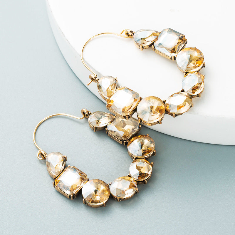Alloy Inlaid Color Rhinestone Fashion Temperament Super Earrings