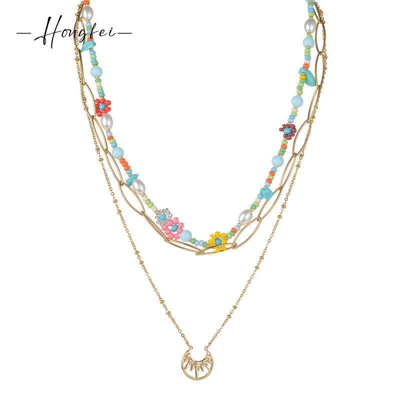 Baroque Pearl Gold Handmade Beaded Sweater Necklaces